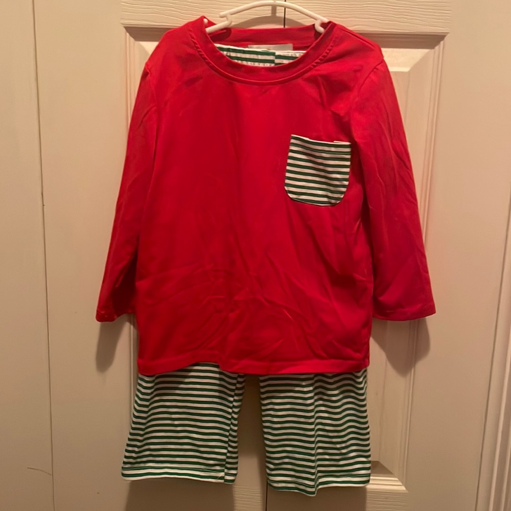 Red and Green Knit Pant Set